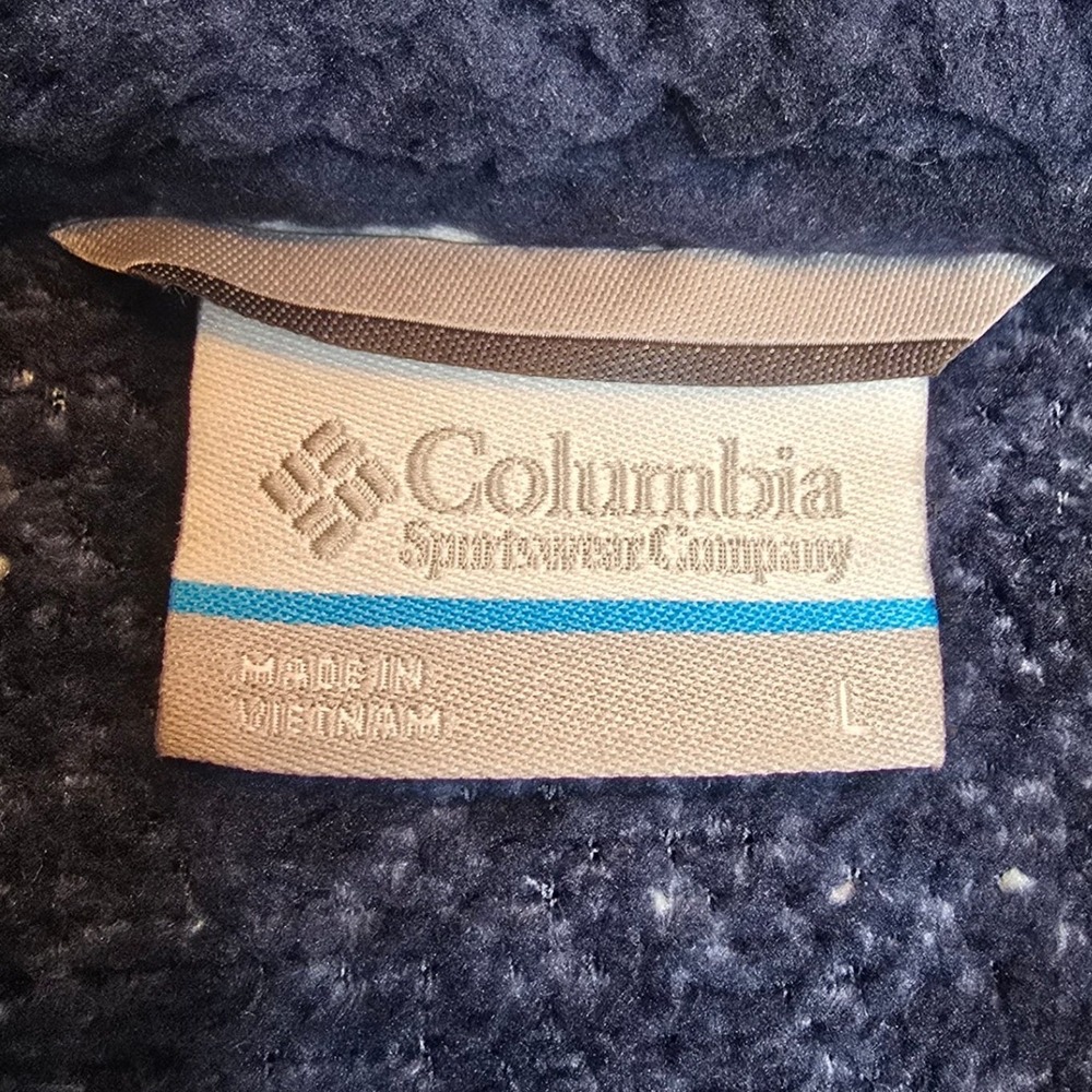 COLUMBIA Women's Big Timber Peak Sherpa Jacket Sz Large Navy Geo Fleece Outdoors - Picture 6 of 10